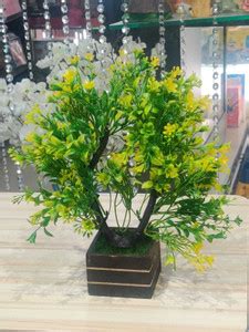 Style My Home Artificial Neem Bonsai Tree with Wooden Pot for Indoor ...