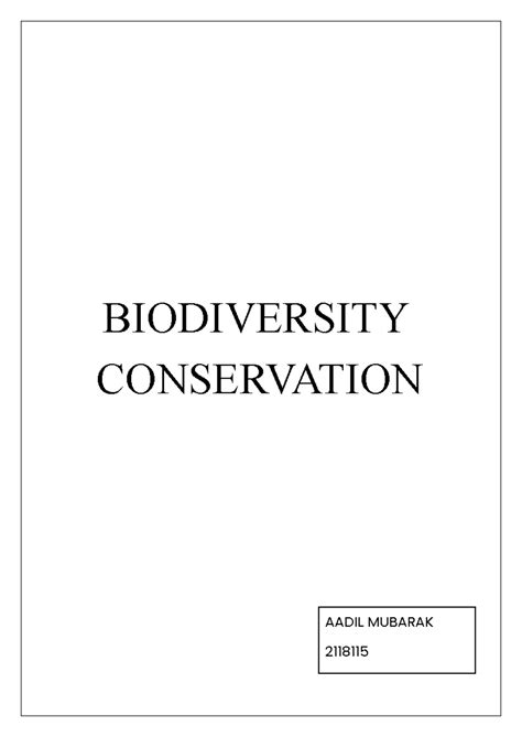 BIO MODIeography - BIODIVERSITY CONSERVATION AADIL MUBARAK 2118115 ...