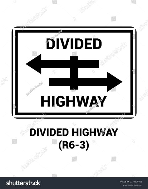 Divided Highway Regulatory Road Signs Description Stock Vector (Royalty ...