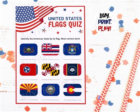 Buy United States Flags Picture Quiz 4th of July Patriotic Trivia ...
