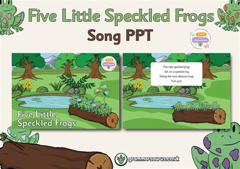 EYFS Nursery Rhymes - Five Little Speckled Frogs - Song PPT - Grammarsaurus