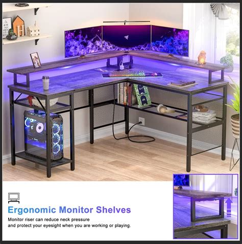 Buy Unikito L Shaped Computer Desk, Reversible Corner Desk with Power ...