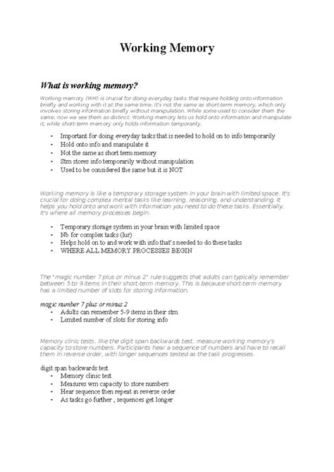 Image result for Working Memory Made Simple