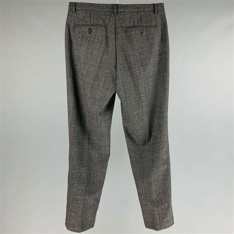 CALVIN KLEIN Size 32 Faded Black Glenplaid Wool Polyester Dress Pants ...