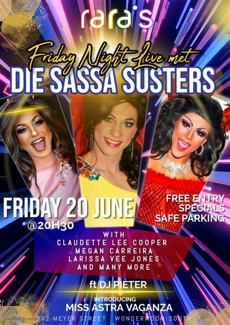 FRIDAY NIGHT LIVE MET DIE SASSA SUSTERS, Rara's Pta, Pretoria, 20 June ...
