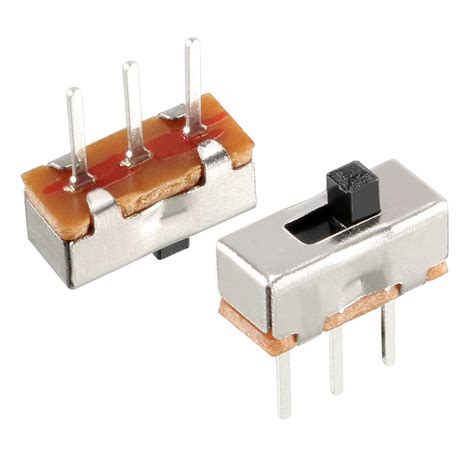 uxcell 20Pcs 2mm Vertical Slide Switch SPDT 1P2T 3 Terminals PCB Panel ...