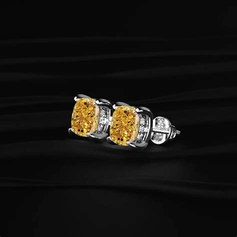 Cushion Cut Yellow Diamond Studs – Earthly Jewels
