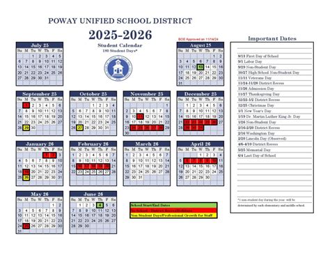 Poway Unified School District Calendar 2025-2026 | Download Now