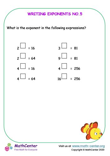 Image result for 5th Grade Math Exponents Worksheets
