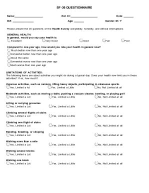 SF-36 Health Survey Questionnaire - Fill Out, Sign & Share Online ...