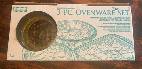 Vintage 3-pc Ovenware Set Madeira Spanish Green Glassware by - Etsy