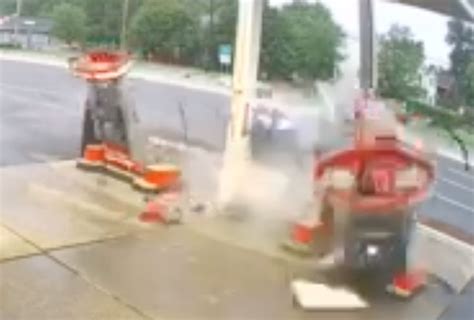 Video shows car slam into gas station pumps in fiery wreck on N.J ...