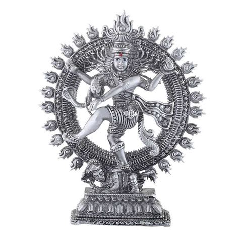 Silver Lord Shiva Dancing Natraj Idol Home & Office Decor ~ CaratCafe
