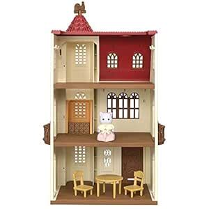 Buy Calico Critters Red Roof Tower Home, 3 Story Dollhouse Playset with ...