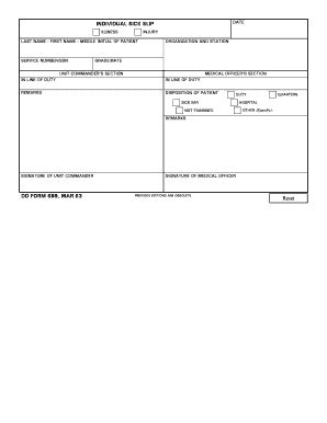 Dd form 689 sick call slip - Blank Fillable Template | Fill Out, Print ...