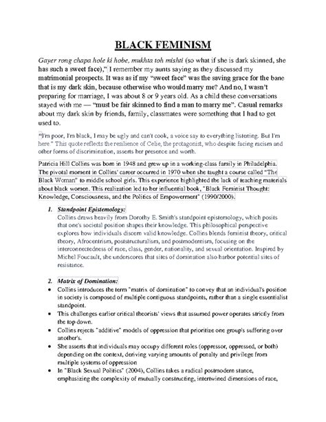 Black Feminism Patricia HILL COLLINS - BLACK FEMINISM Gayer rong chapa ...