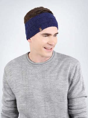 Buy Bharatasya Stylish Knitted Woolen Blue Head band for Men Online