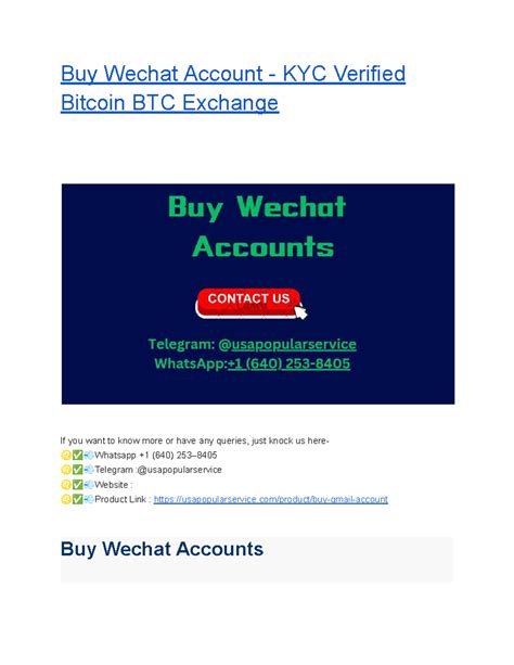 Buy Wechat Account - KYC Verified Bitcoin BTC Exchange - You will get ...