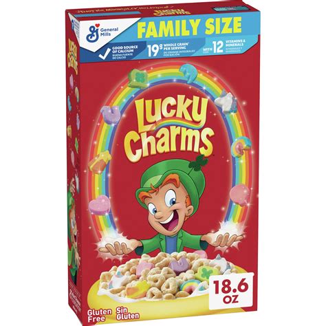 Brandclub - Lucky Charms Gluten Free Kids Breakfast Cereal with Marshmallows, Family Size, 18.6 oz