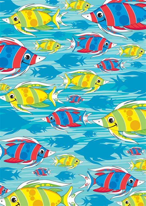 Cute Cartoon Tropical Fish Pattern 20715377 Vector Art at Vecteezy
