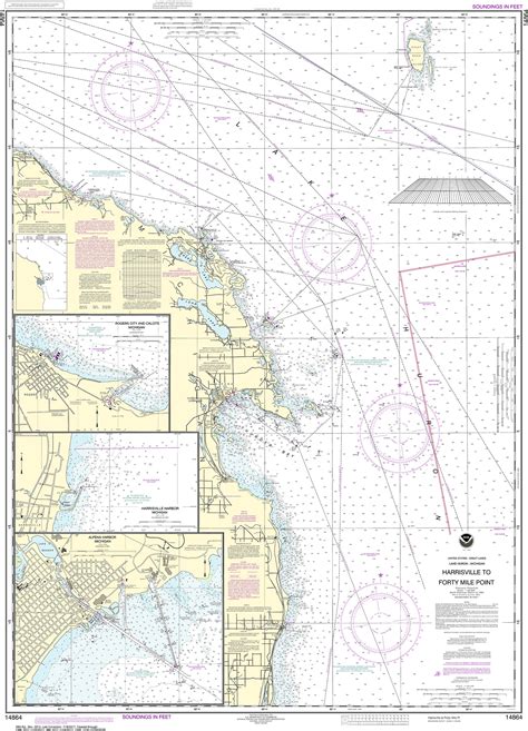 NOAA Nautical Chart - 14864 Harrisville to Forty Mile Point;Harrisville ...