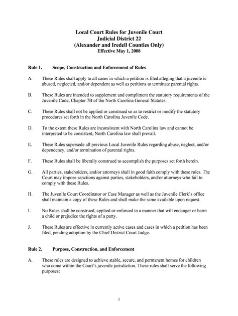 Local rules for civil district court - The North Carolina Court: Fill ...