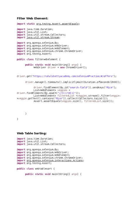 Selenium program using java - Filter Web Element: import static org ...