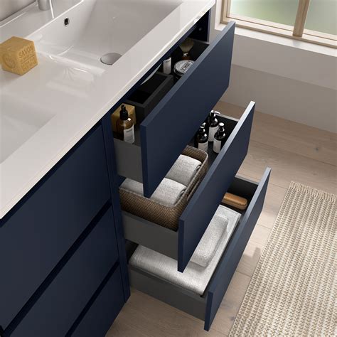 Mueble de baño NOJA 1200 3 cajones BLUE SATIN + Lavabo