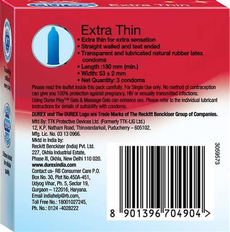 Buy DUREX CONDOMS EXTRA THIN- 3S Online & Get Upto 60% OFF at PharmEasy