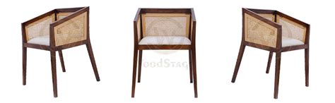 WOODSTAGE Sheesham Wood Rattan Dining Chair with Cushion for Home ...
