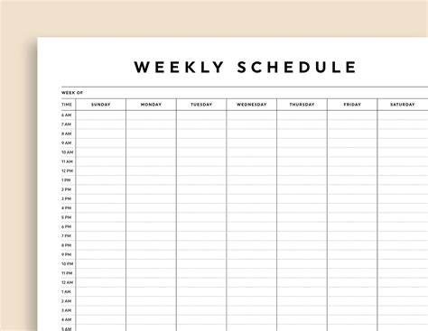 Hourly Weekly Planner Printable, Weekly Schedule, Daily Agenda, Hourly ...