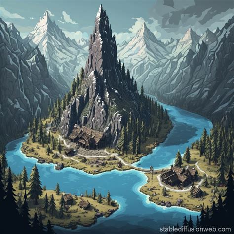 Pixel Art Skyrim Map | Stable Diffusion Online
