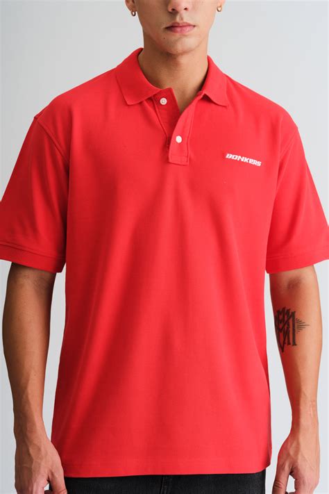 Buy Red Signature Jacquard Collar Premium Polo | BonkersCorner
