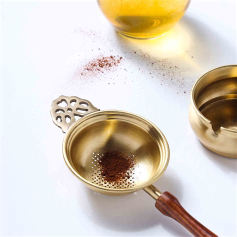 Brass Leaf Tea Strainer With Bowl (1.5 Inch) – Vedansh Craft