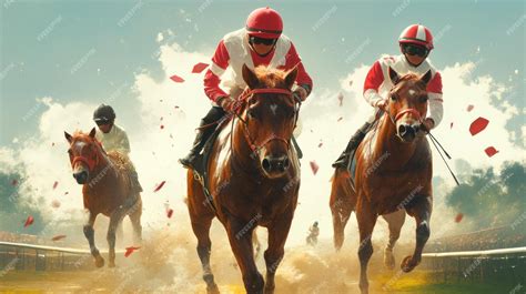 Horse racing jockey with emphasis on speed and horse racing energy jockey with fantasy stadium ...