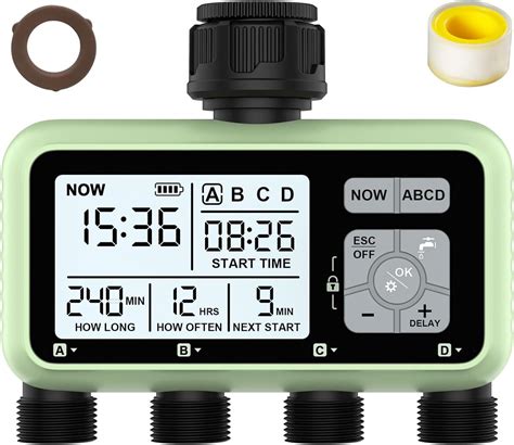 4 Outlet Sprinkler Timer, XinFuture Water Timer, Programmable Garden ...
