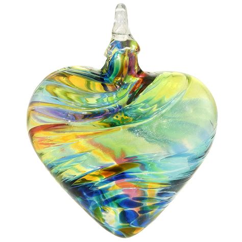 Rainbow Heart Blown Glass Ornament