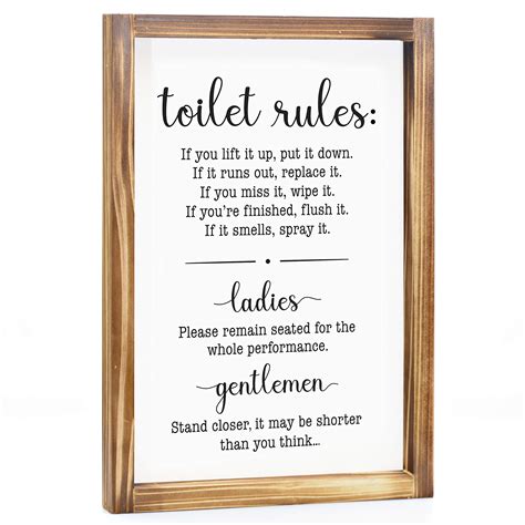 Buy Rules Sign 11x16 Inch - Décor For Toilet, Bathroom, Rustic, Guest ...