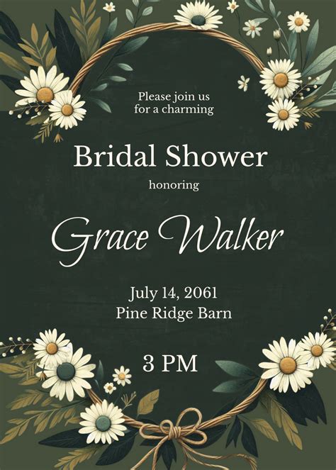 Free Rustic Bridal Shower Invitation Card Template to Edit Online
