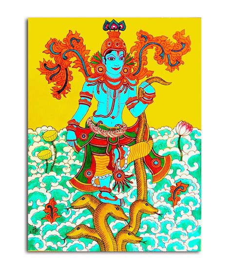 Tamatina Kerala Mural Art Canvas Painting | Nag Nrithya | Traditional ...