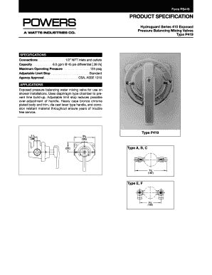 Fillable Online Form PS419 PRODUCT SPECIFICATION Hydroguard Series 410 ...