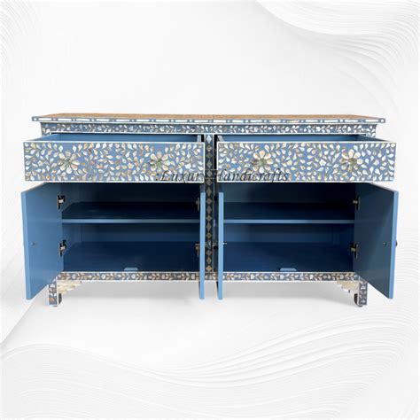 Mother Of Pearl Inlay Floral Sideboard Light Blue Ready – Luxury ...