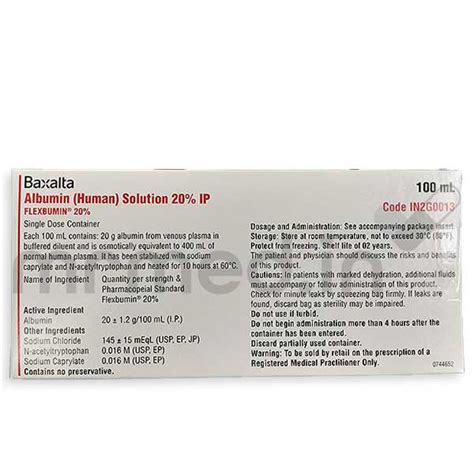 Buy Flexbumin 20% Injection 100ml Online: Uses, Price, Dosage ...