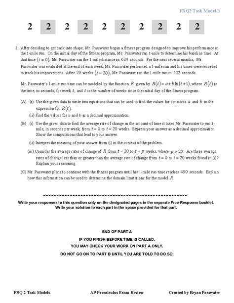 FRQ2 Task Models B & C - AP Precalculus Exam Review - Studocu