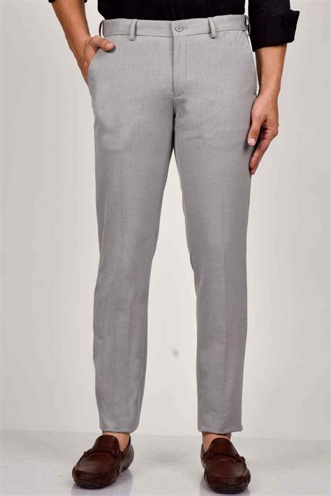 Buy Light Grey Poly Viscose Trouser Exclusive At House of United