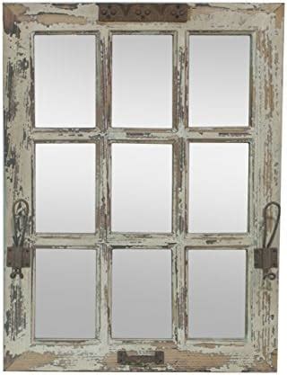 Rustic Style Aged Wood Frame Mirror Panes Wall Art Accent Décor 523320 ...