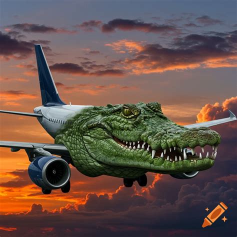 Plane with a crocodile head on Craiyon