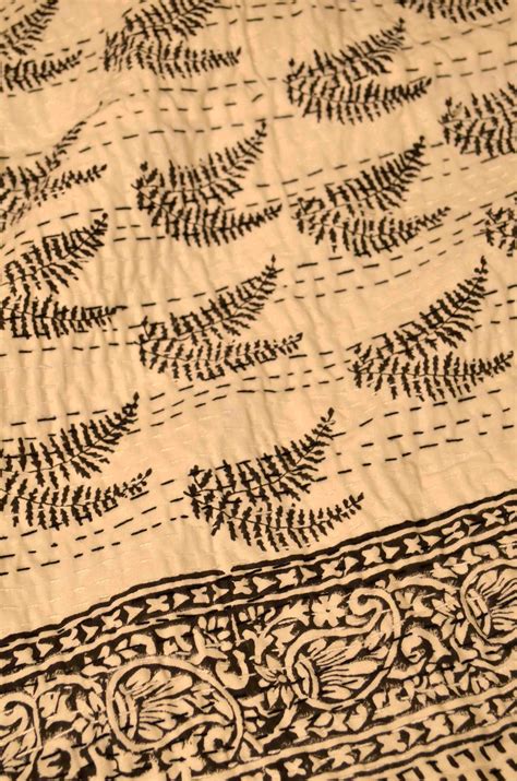 Black Leaf Motifs Single Bed Queen Hand Embroidered Dohar – Nakhrro