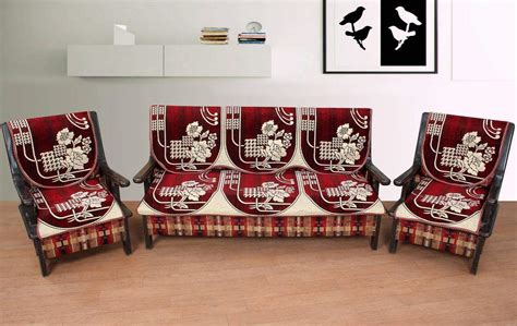 CREATIVE HOMES Velvet Reversible Sofa Cover Set of 10 Piece for 5 ...