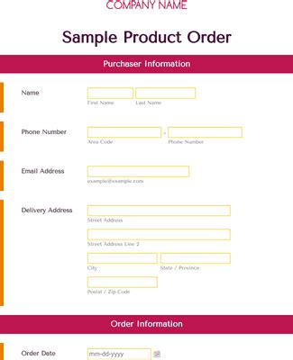 Sample Order Form 的图像结果